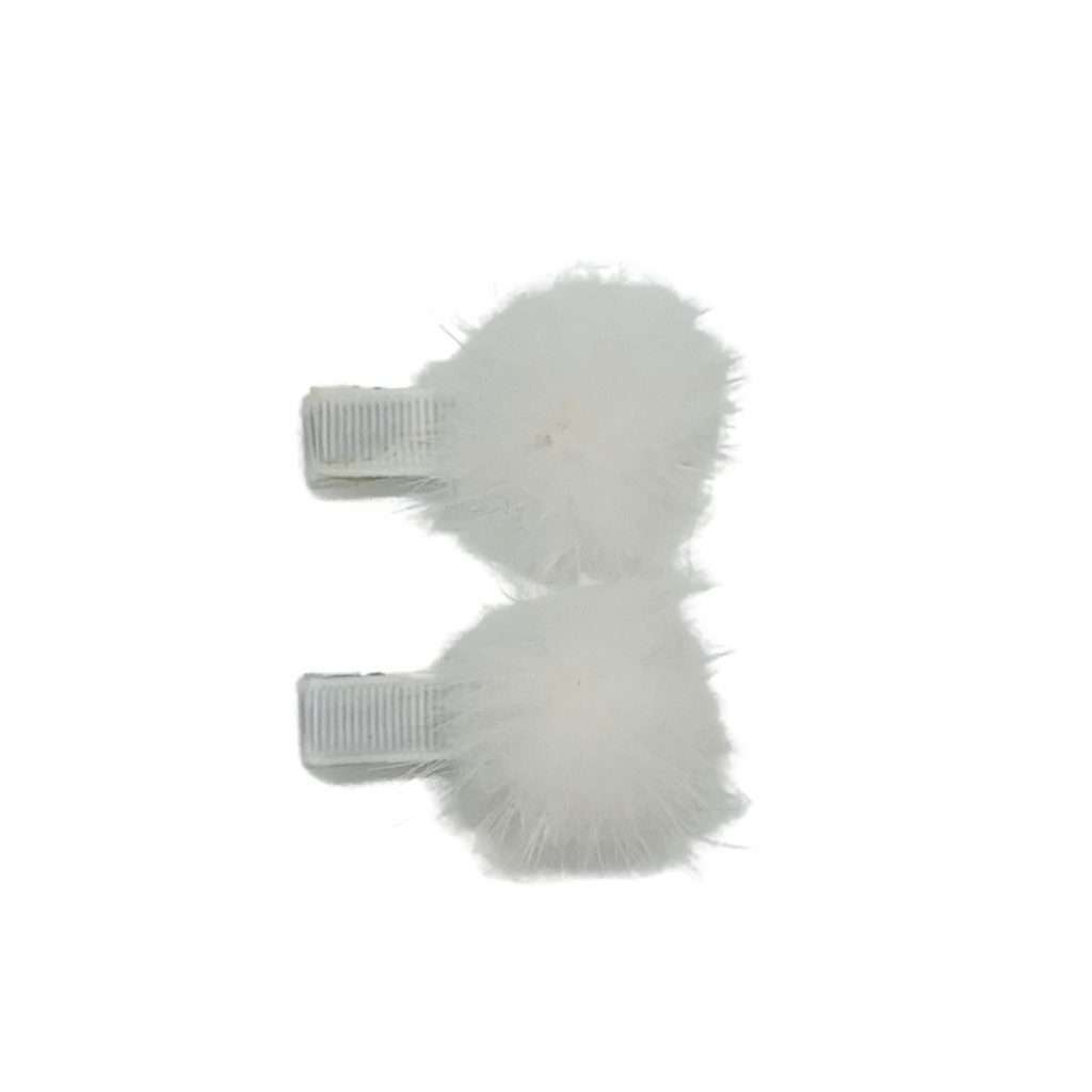 Par de ganchitos de 4cm con pompón - Blanco