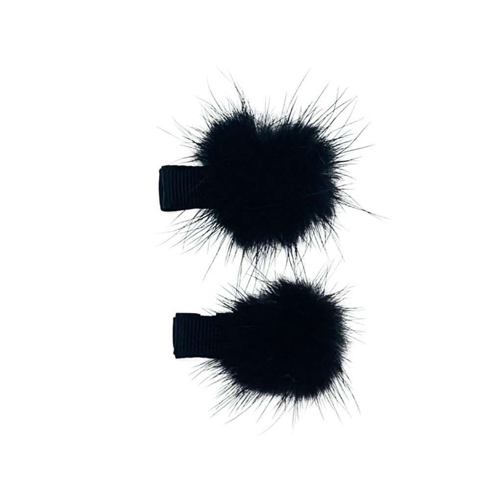 Par de ganchitos de 4cm con pompón - Negro