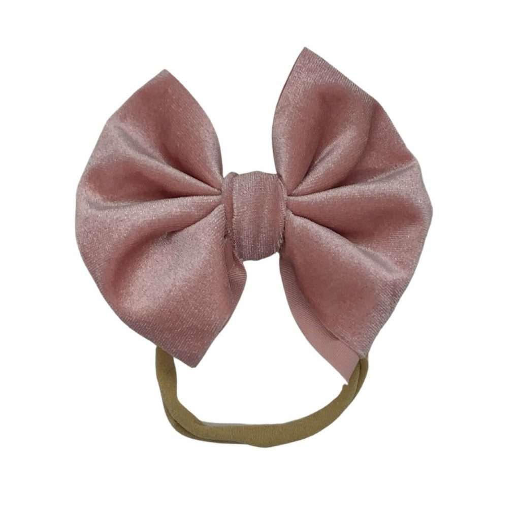 Headband para toda edad con moña velvet - Rosado Pastel