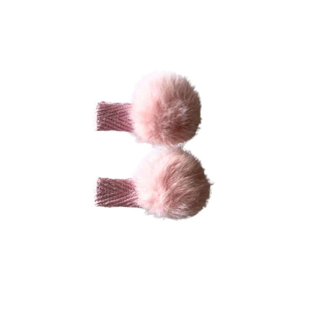 Par de ganchitos de 4cm con pompón - Rosado Pastel