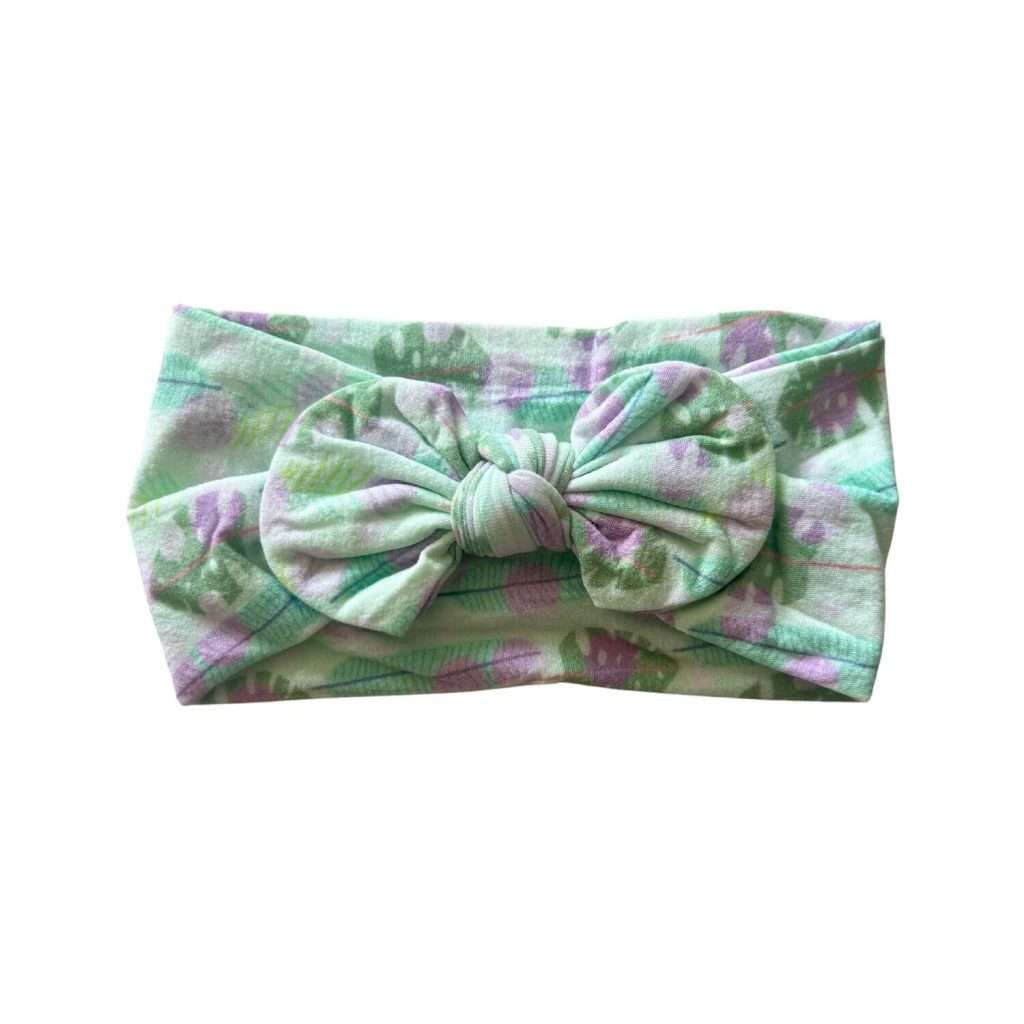Headband suave y elastica con print para bebé - Lila/verde