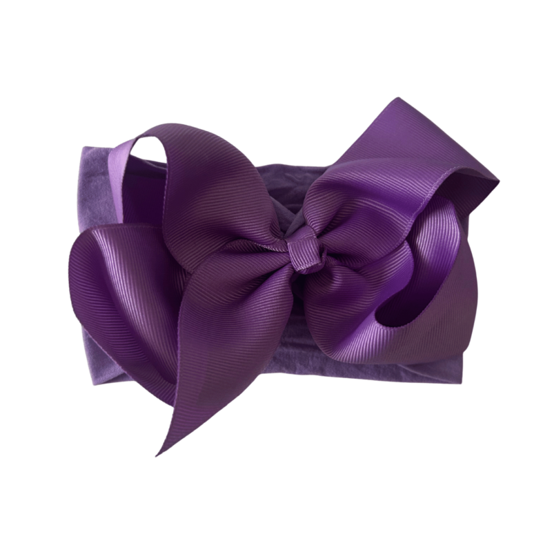 Headband lisa con moño de listón - Morado
